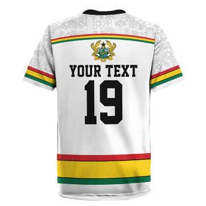 Custom World Football 2026 Ghana Rugby Jersey Black Star Adinkra Heritage White Version