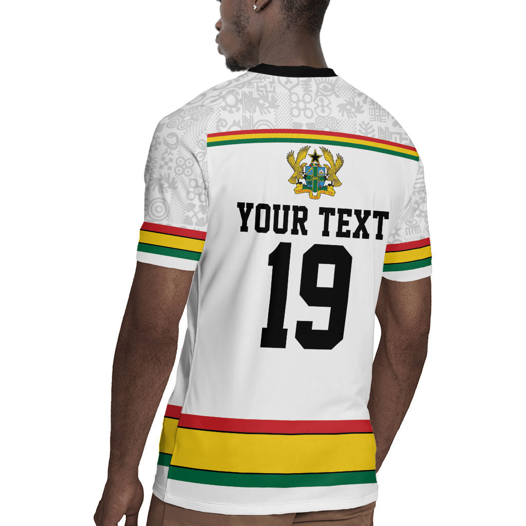 Custom World Football 2026 Ghana Rugby Jersey Black Star Adinkra Heritage White Version