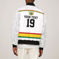 Custom World Football 2026 Ghana Sleeve Zip Bomber Jacket Black Star Adinkra Heritage White Version