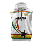 Custom World Football 2026 Ghana Sleeveless Hoodie Black Star Adinkra Heritage White Version