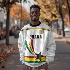 Custom World Football 2026 Ghana Sweatshirt Black Star Adinkra Heritage White Version