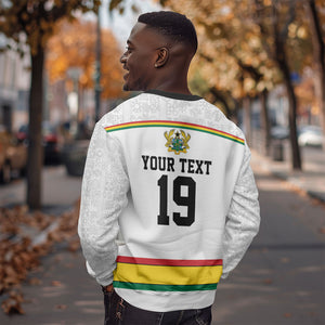 Custom World Football 2026 Ghana Sweatshirt Black Star Adinkra Heritage White Version