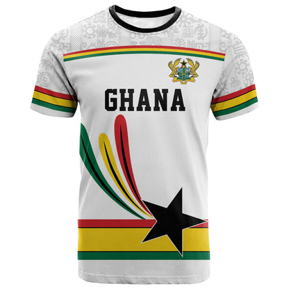 Custom World Football 2026 Ghana T shirt Black Star Adinkra Heritage White Version