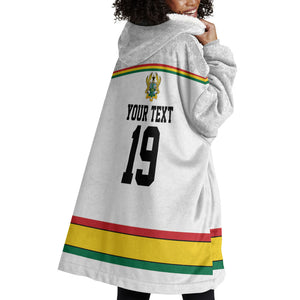 Custom World Football 2026 Ghana Wearable Blanket Hoodie Black Star Adinkra Heritage White Version