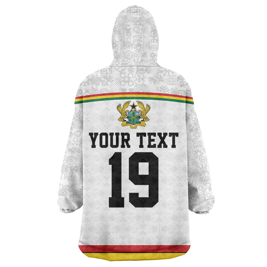 Custom World Football 2026 Ghana Wearable Blanket Hoodie Black Star Adinkra Heritage White Version