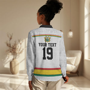 Custom World Football 2026 Ghana Women Casual Shirt Black Star Adinkra Heritage White Version