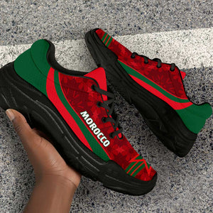 Morocco 2026 Football Chunky Sneakers Go Atlas Lions Islamic Pattern Curve Stylized - African Pride