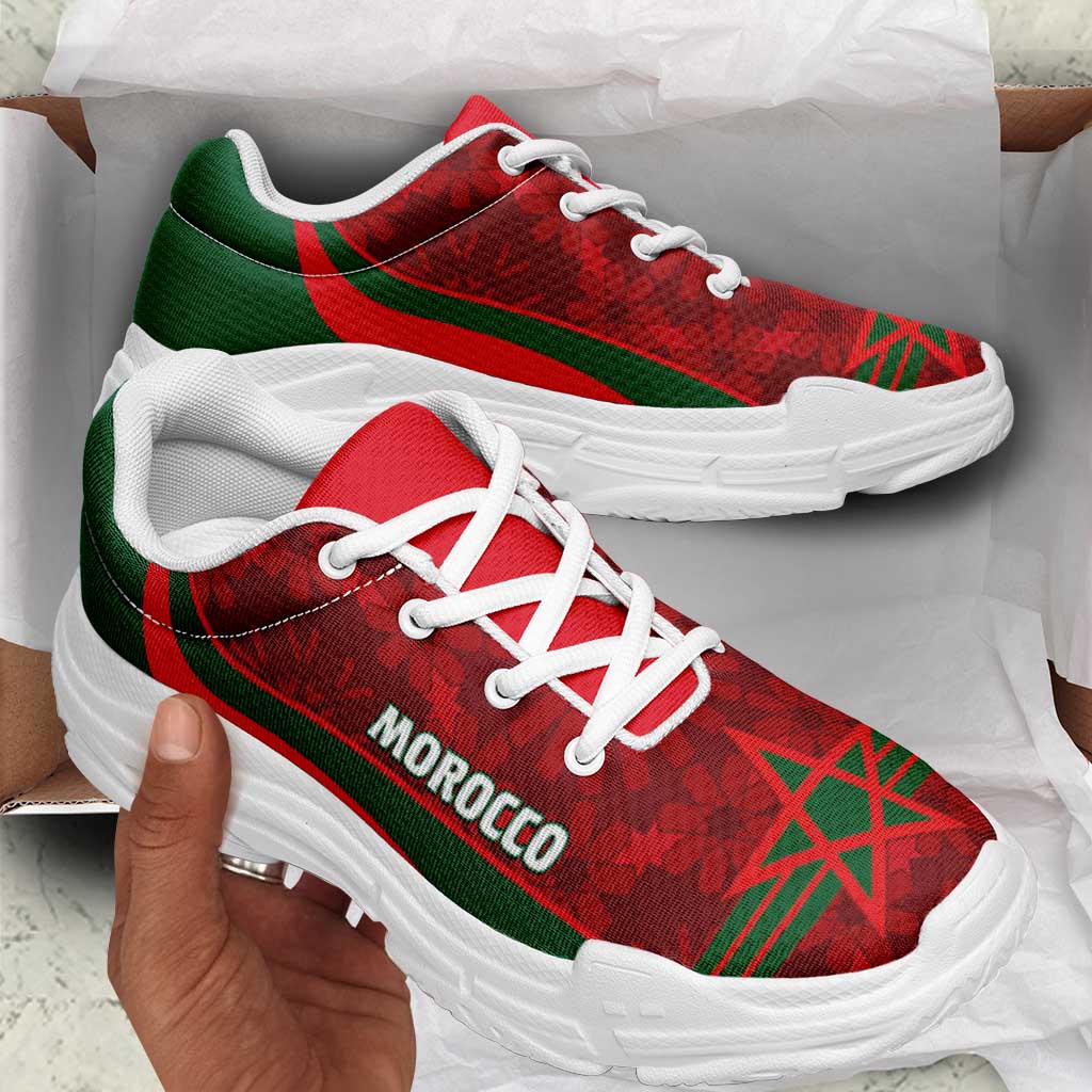 Morocco 2026 Football Chunky Sneakers Go Atlas Lions Islamic Pattern Curve Stylized - African Pride