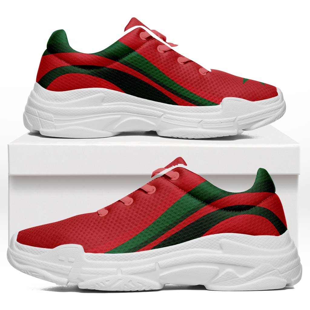 Morocco Football Chunky Sneakers Flag-Inspired Curve Style