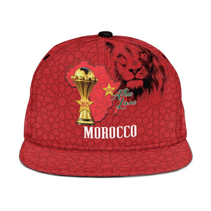 Morocco Football Snapback Cap Atlas Lions Champions African Red Islamic Pattern