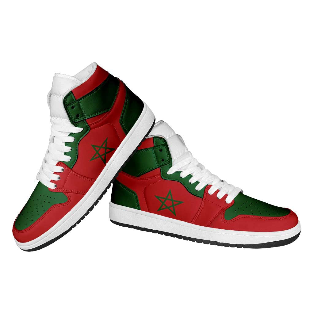 Morocco High Sneakers AJ1 Classic National Flag Style - African Pride