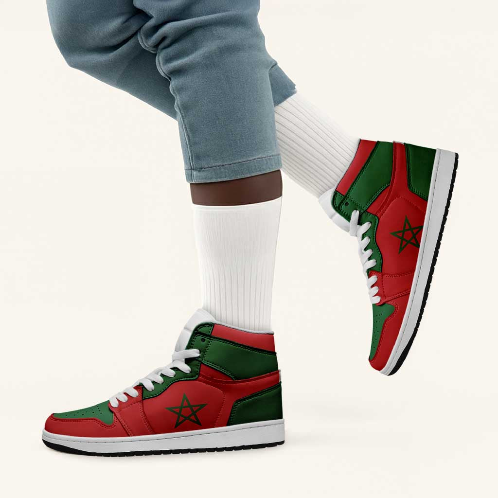 Morocco High Sneakers AJ1 Classic National Flag Style - African Pride