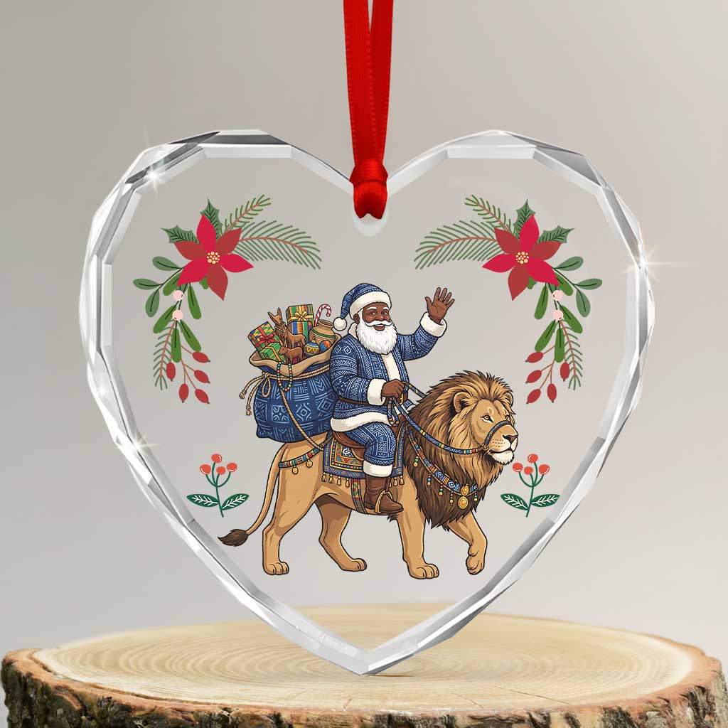 Nigeria Christmas Glass Ornament Santa West African Lion