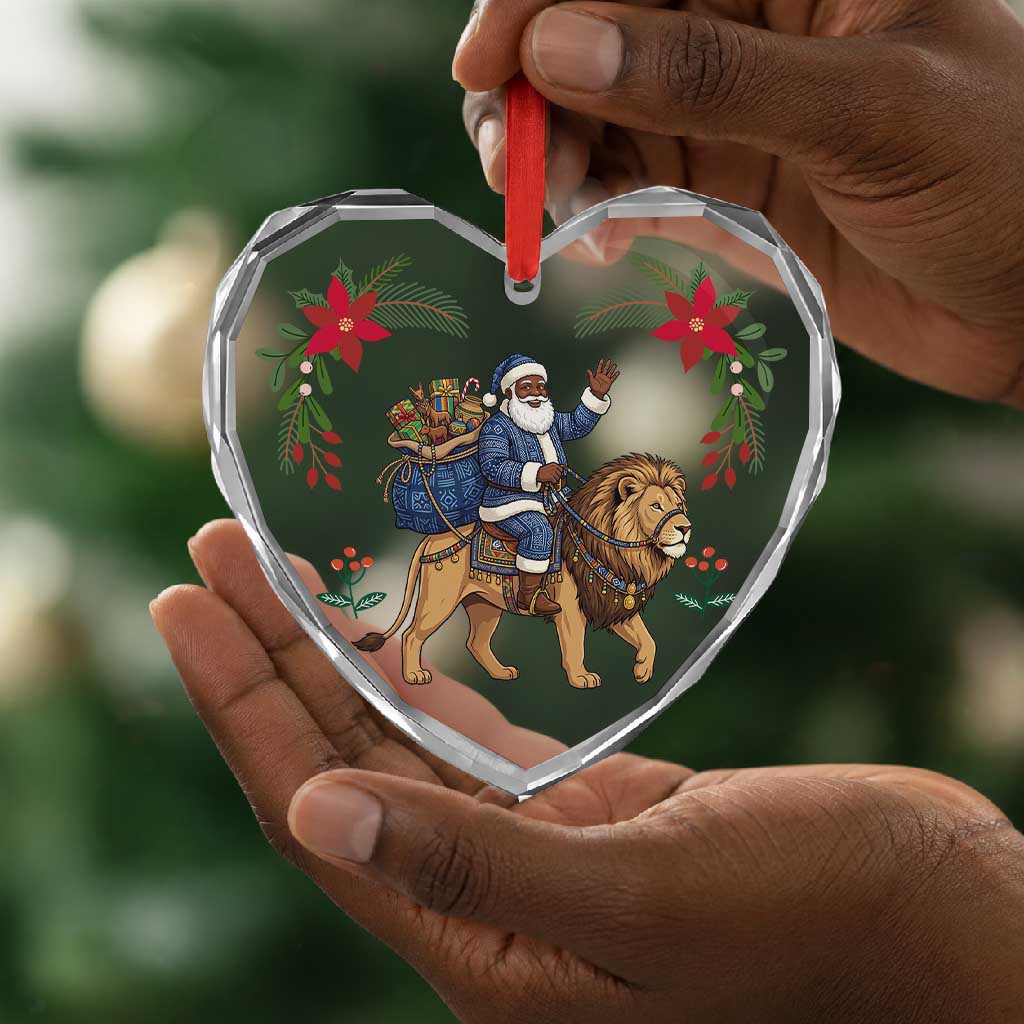 Nigeria Christmas Glass Ornament Santa West African Lion