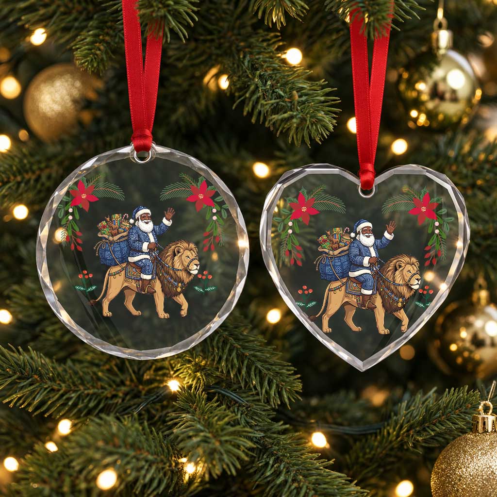 Nigeria Christmas Glass Ornament Santa West African Lion