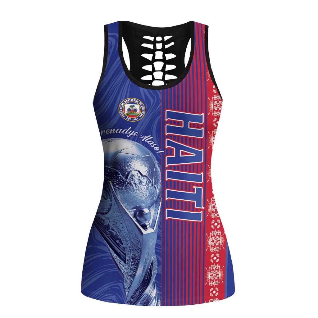 Personalized Afro-Haiti Football Hollow Tank Top 2026 Grenadye Alaso Blue Version - African Pride
