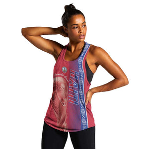 Personalized  Afro-Haiti Football Women Racerback Tank 2026 Grenadye Alaso Red Version - African Pride