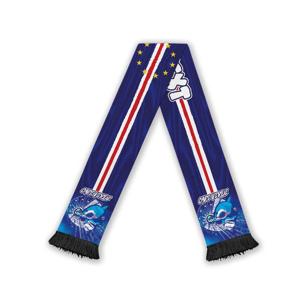 Personalized Cape Verde Football Blue Shark Mascot Soccer Scarf Glory 2026