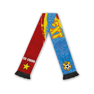 Personalized DR Congo Leopards Football Soccer Scarf Abstract Leopard Pattern With National Colors And Crest