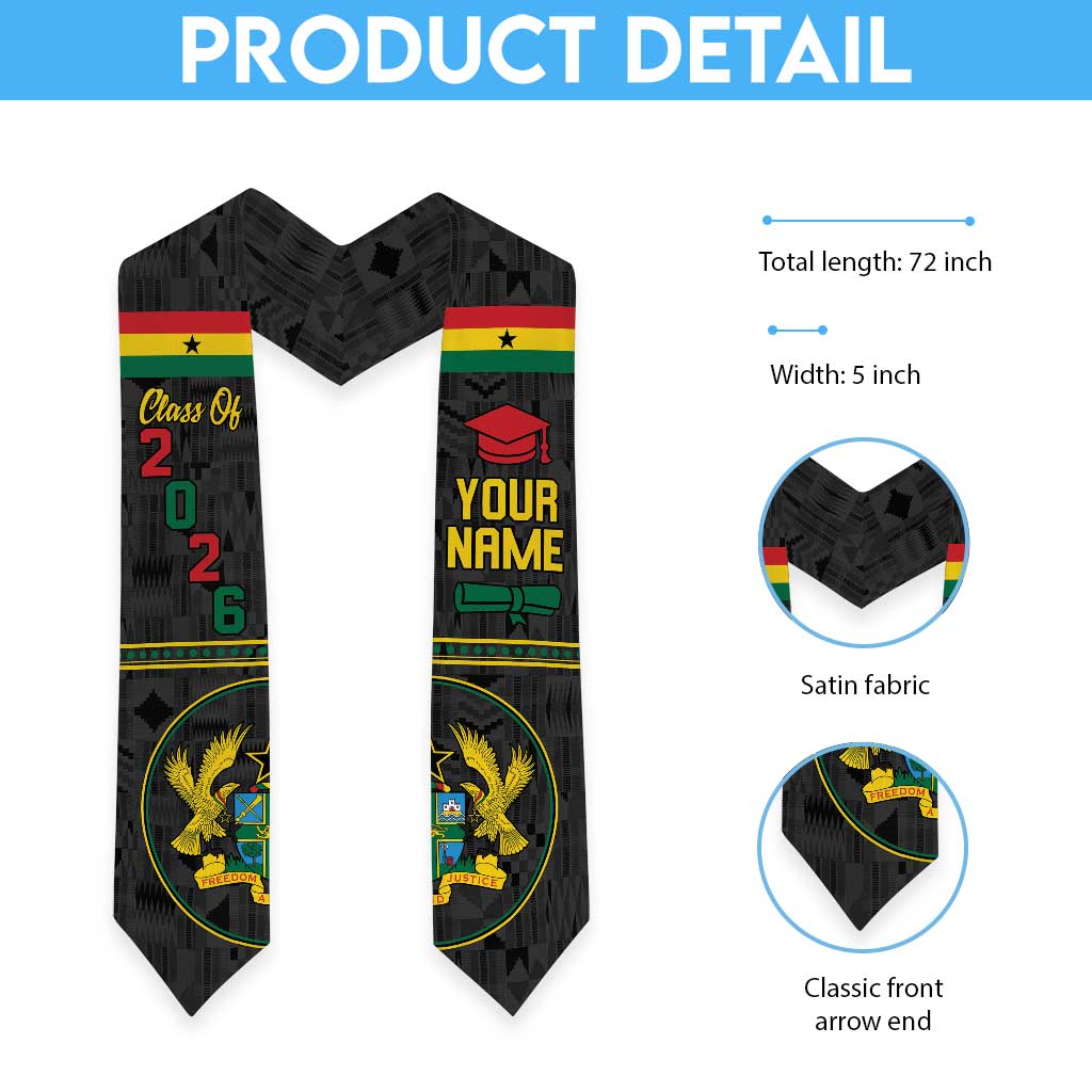 Personalized Ghana Graduation Stole With Coat Of Arms