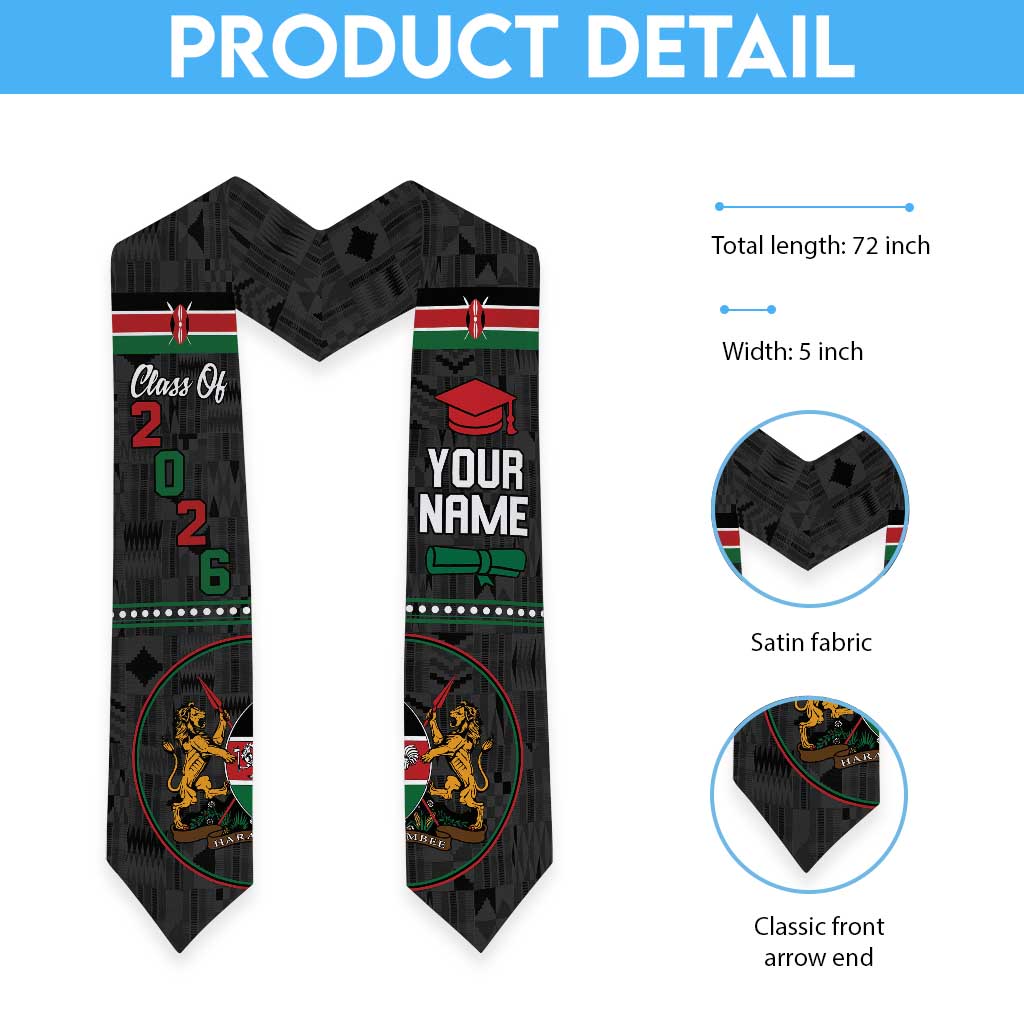 Personalized Kenya Graduation Stole With Coat Of Arms