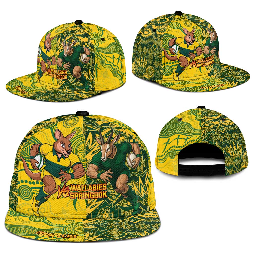 Personalized South Africa vs Australia Snapback Cap Springboks Wallabies Two Nations One Battle