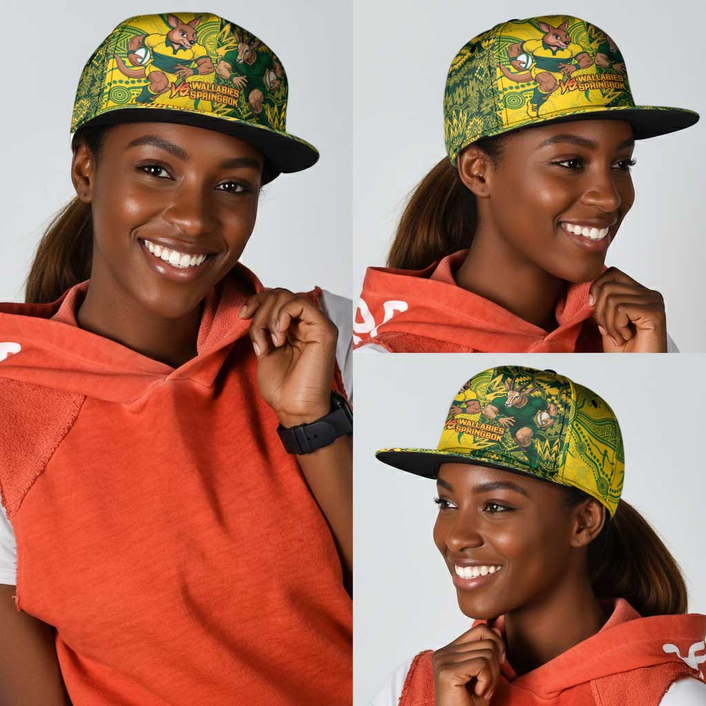 Personalized South Africa vs Australia Snapback Cap Springboks Wallabies Two Nations One Battle