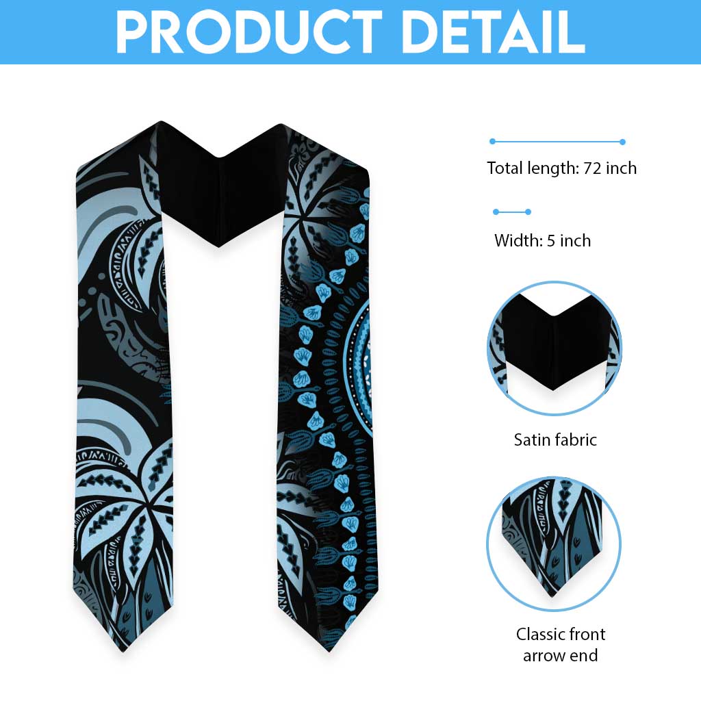Polynesia Mixed African Dashiki Graduation Stole Afro-pacific Culture - Blue