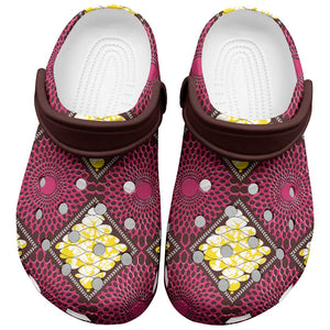 Ruby Gold African Ankara Pattern Clogs Shoes