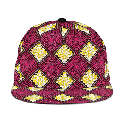 Ruby Gold African Ankara Pattern Snapback Cap