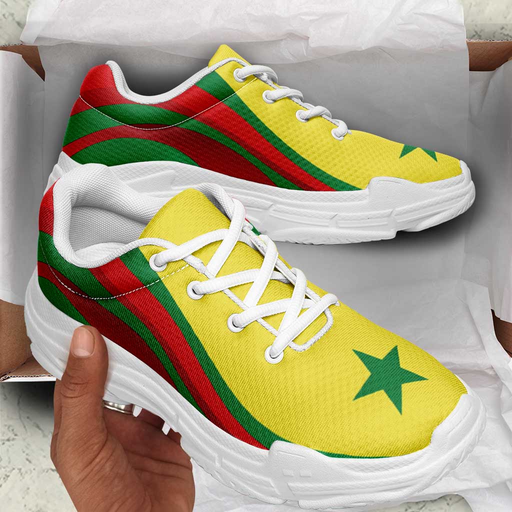 Senegal Football Chunky Sneakers Flag-Inspired Curve Style