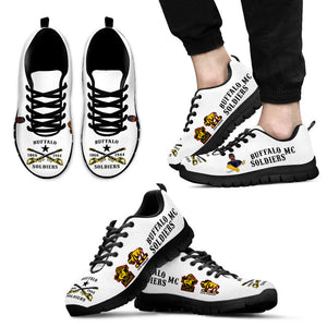 Personalized Buffalo Soldiers Motorcycle Club BSMC Sneakers - White  - African Pride