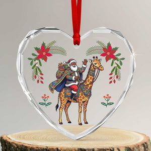 South Africa Christmas Glass Ornament Santa Giraffe