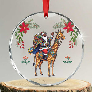 South Africa Christmas Glass Ornament Santa Giraffe