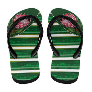 South Africa Flip Flops King Protea with African Heritage Stripes Style