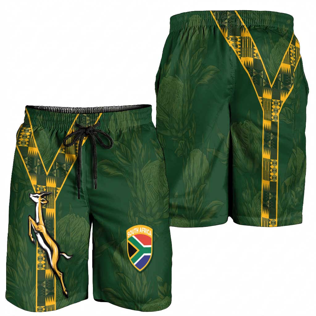 South Africa Rugby Shorts for Men Go Bokke With Protea Pattern