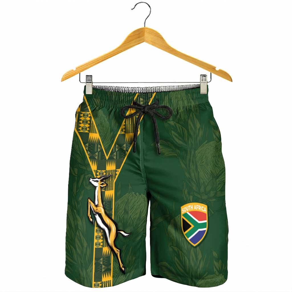 South Africa Rugby Shorts for Men Go Bokke With Protea Pattern