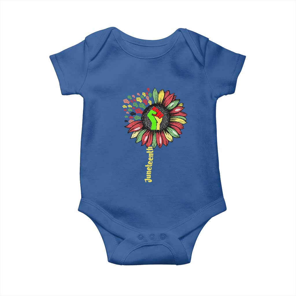 Juneteenth Baby Onesie Sunflower with Raised Fist Black History African American