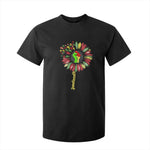 Juneteenth T Shirt For Kid Sunflower with Raised Fist Black History African American