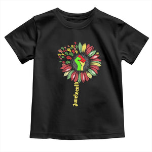 Juneteenth Toddler T Shirt Sunflower with Raised Fist Black History African American