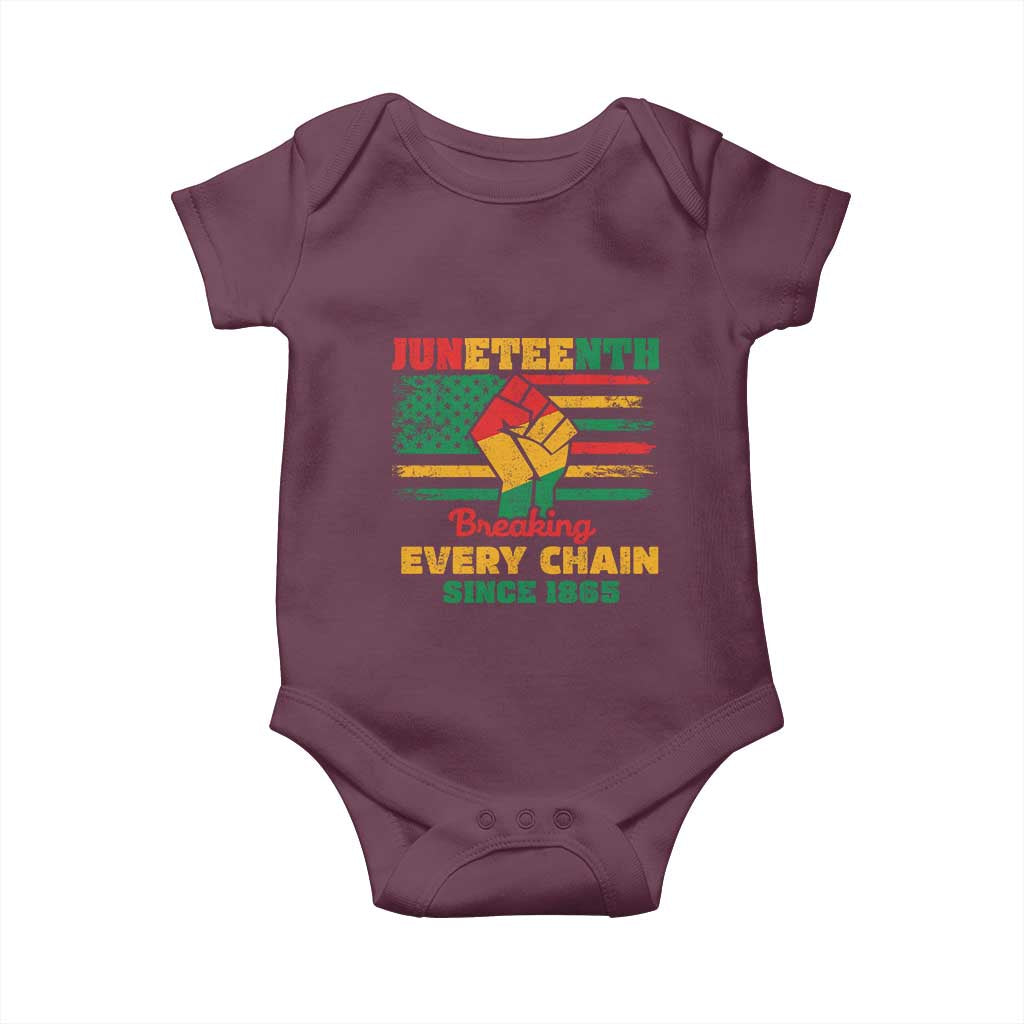 Juneteenth Baby Onesie Breaking Every Chain Since 1865 American Flag