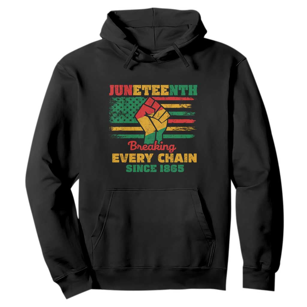 Juneteenth Hoodie Breaking Every Chain Since 1865 American Flag