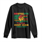 Juneteenth Long Sleeve Shirt Breaking Every Chain Since 1865 American Flag
