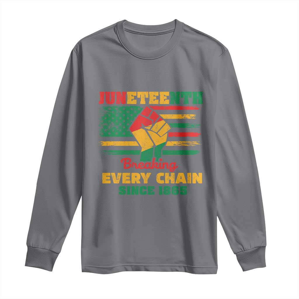 Juneteenth Long Sleeve Shirt Breaking Every Chain Since 1865 American Flag