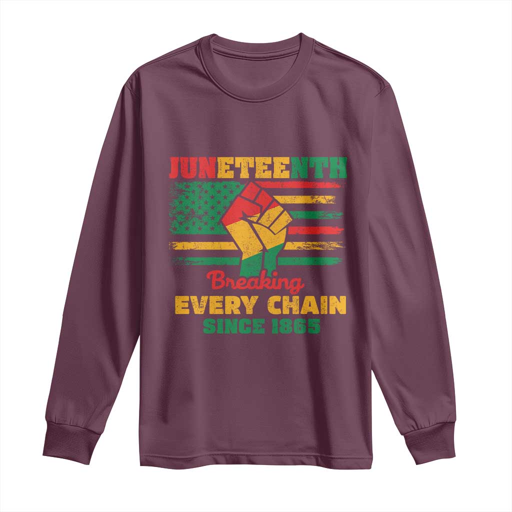 Juneteenth Long Sleeve Shirt Breaking Every Chain Since 1865 American Flag