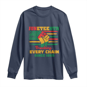 Juneteenth Long Sleeve Shirt Breaking Every Chain Since 1865 American Flag