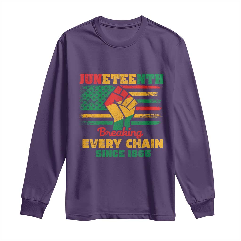 Juneteenth Long Sleeve Shirt Breaking Every Chain Since 1865 American Flag