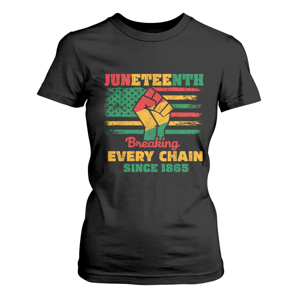 Juneteenth T Shirt For Women Breaking Every Chain Since 1865 American Flag