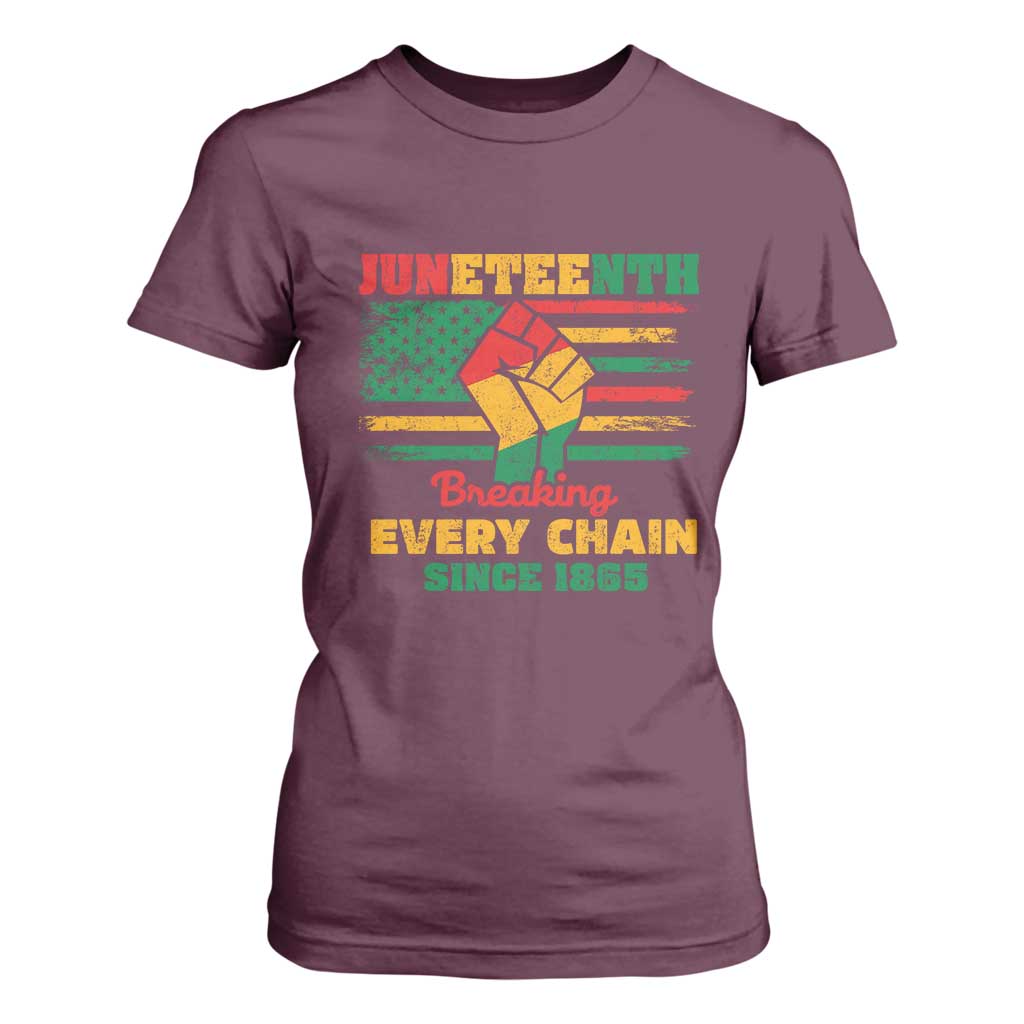 Juneteenth T Shirt For Women Breaking Every Chain Since 1865 American Flag