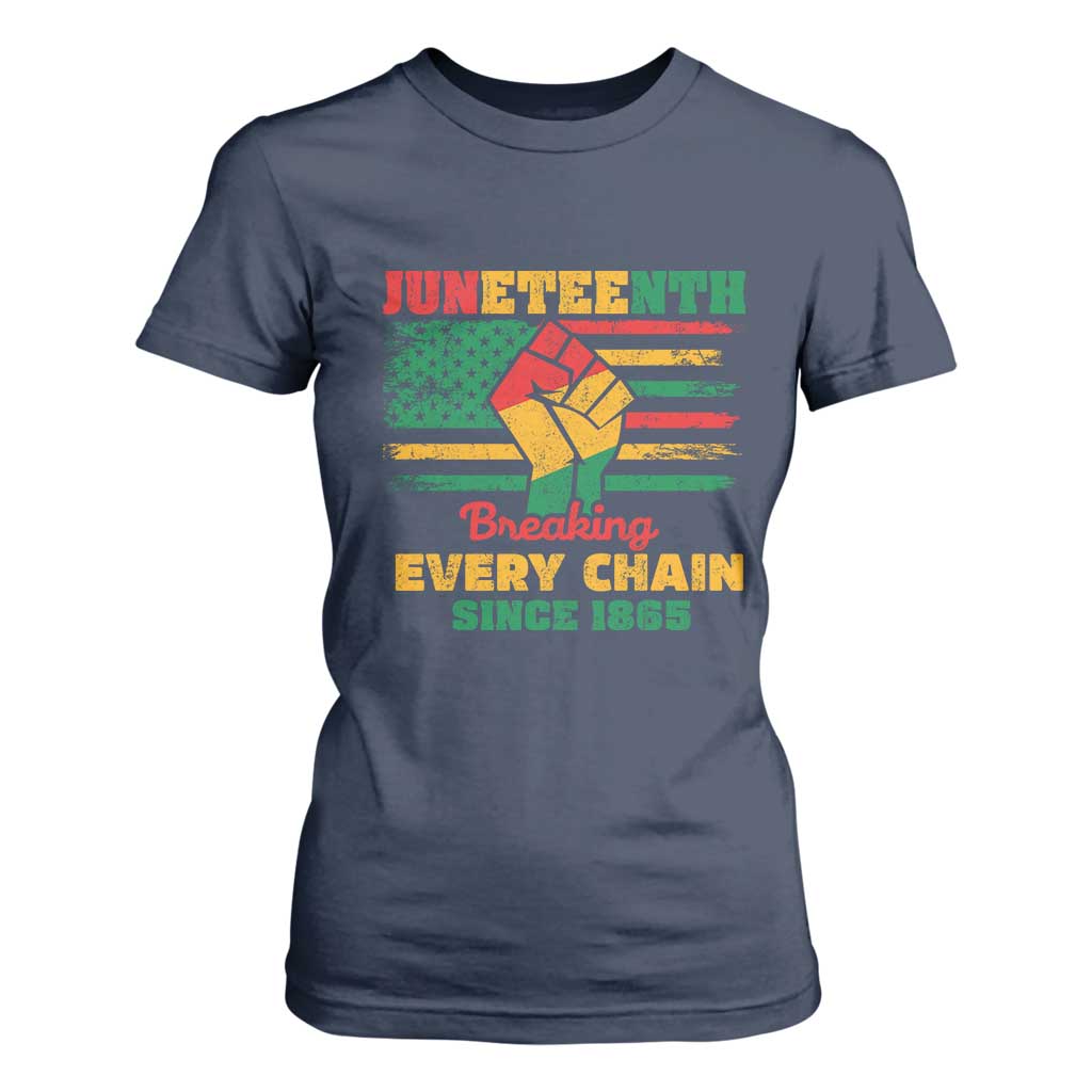 Juneteenth T Shirt For Women Breaking Every Chain Since 1865 American Flag